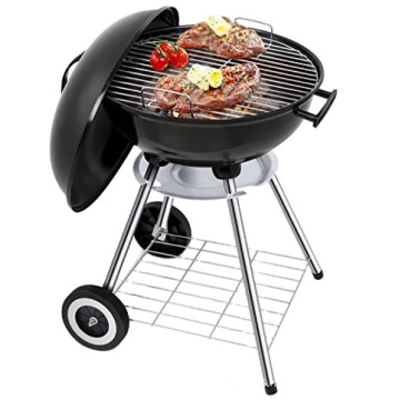 Large Trolley Round Cooking Grill Barbecue Smoker with Chimney Charcoal BBQ